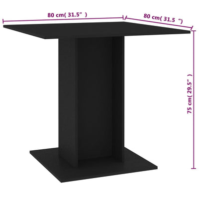 spisebord 80x80x75 cm konstrueret træ sort