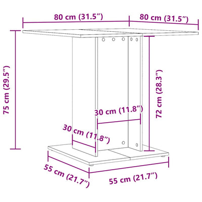 spisebord 80x80x75 cm konstrueret træ hvid højglans