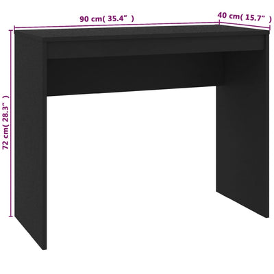 skrivebord 90x40x72 cm konstrueret træ sort