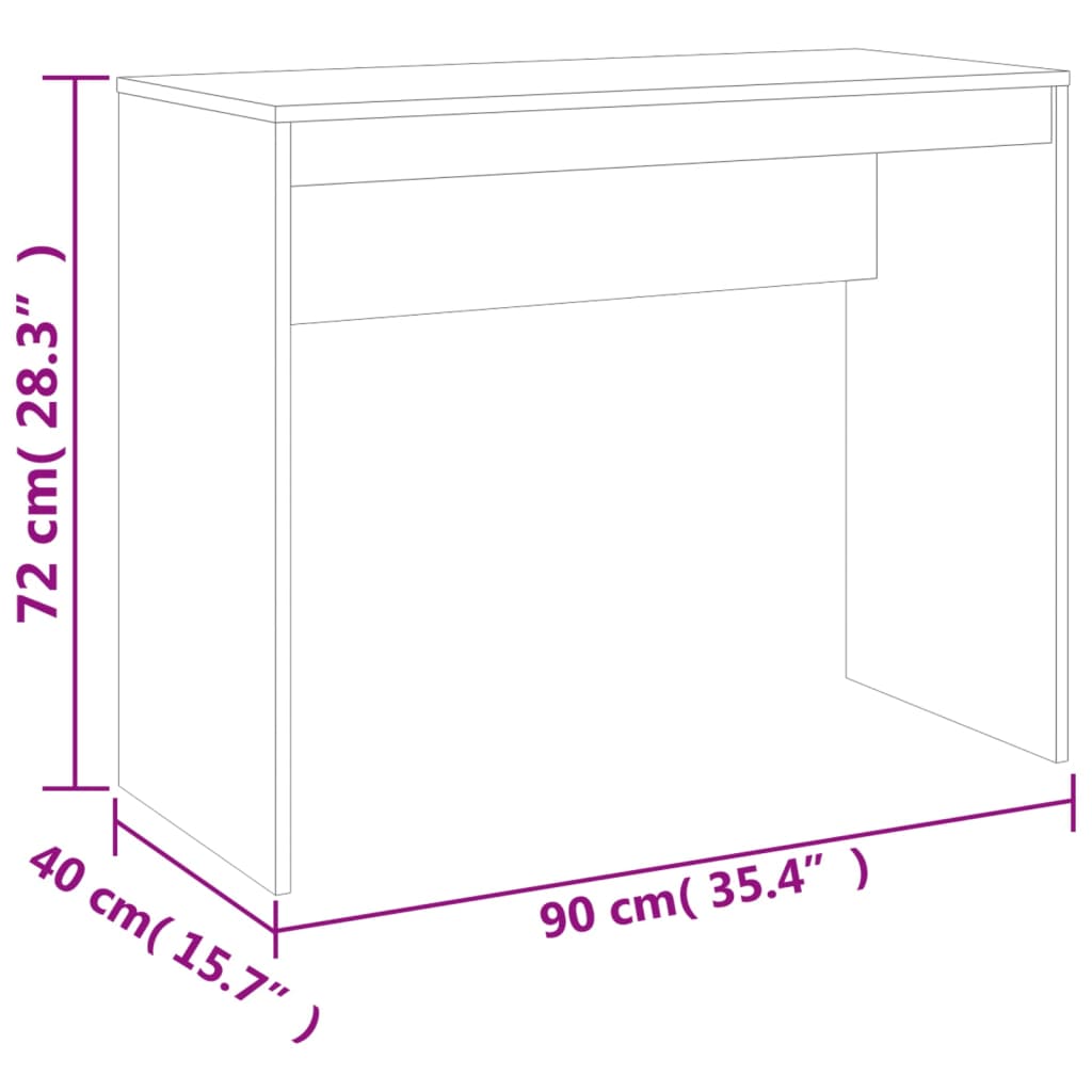 skrivebord 90x40x72 cm konstrueret træ betongrå