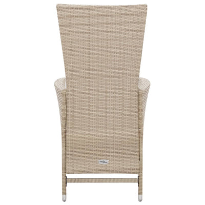 udendørs spisebordssæt 7 dele med hynder polyrattan beige