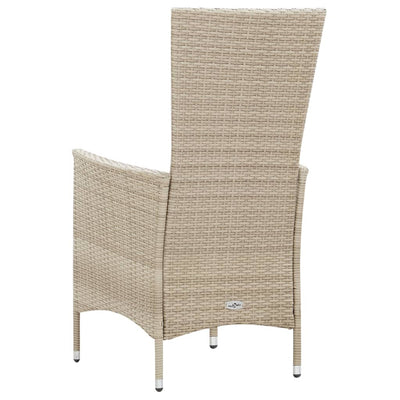 udendørs spisebordssæt 9 dele med hynder polyrattan beige