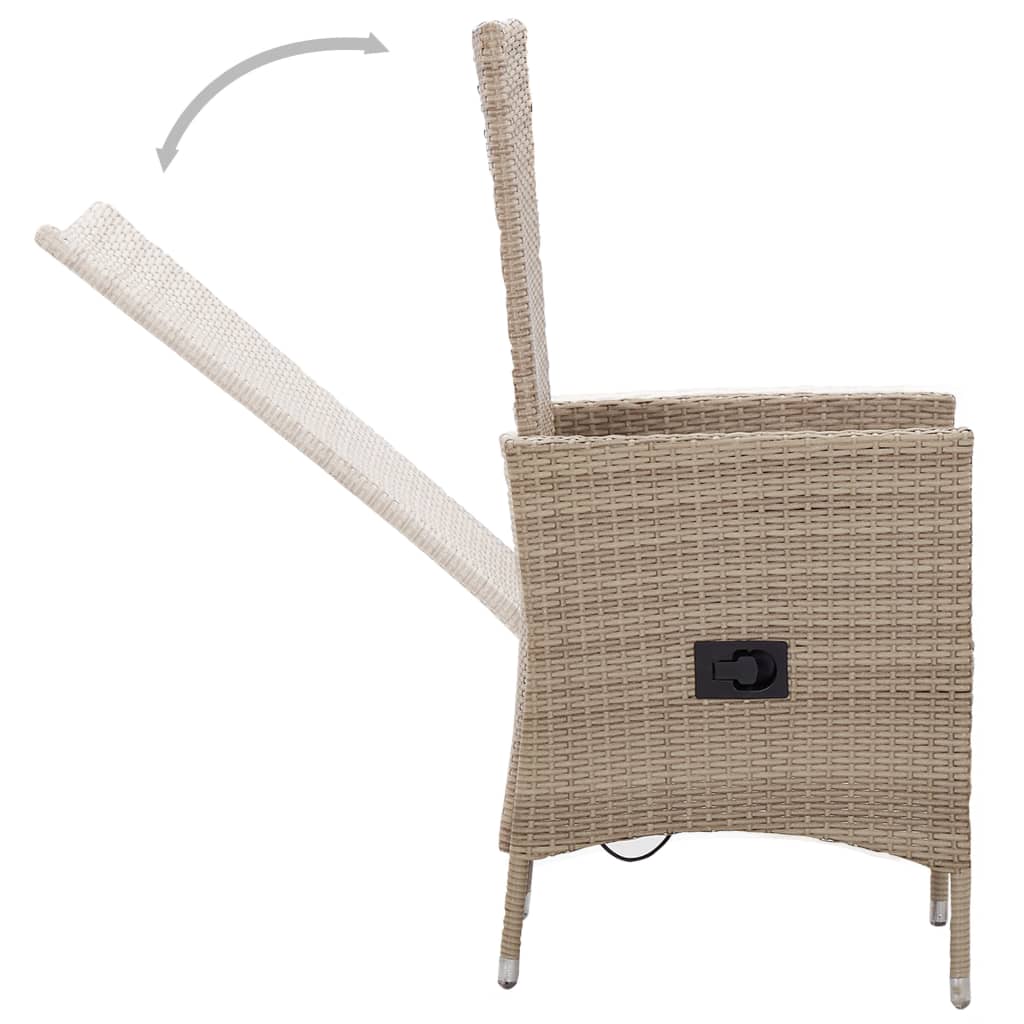 udendørsstole 2 stk. med hynder polyrattan beige