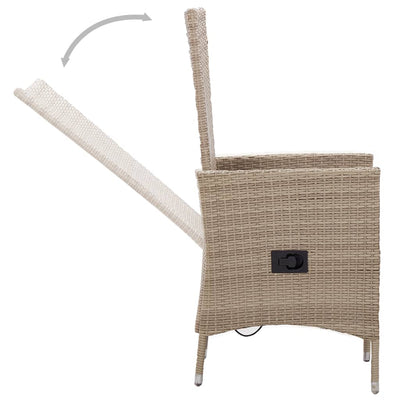 udendørsstole 2 stk. med hynder polyrattan beige