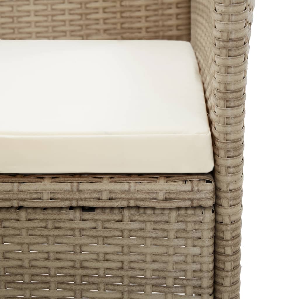 udendørsstole 2 stk. med hynder polyrattan beige