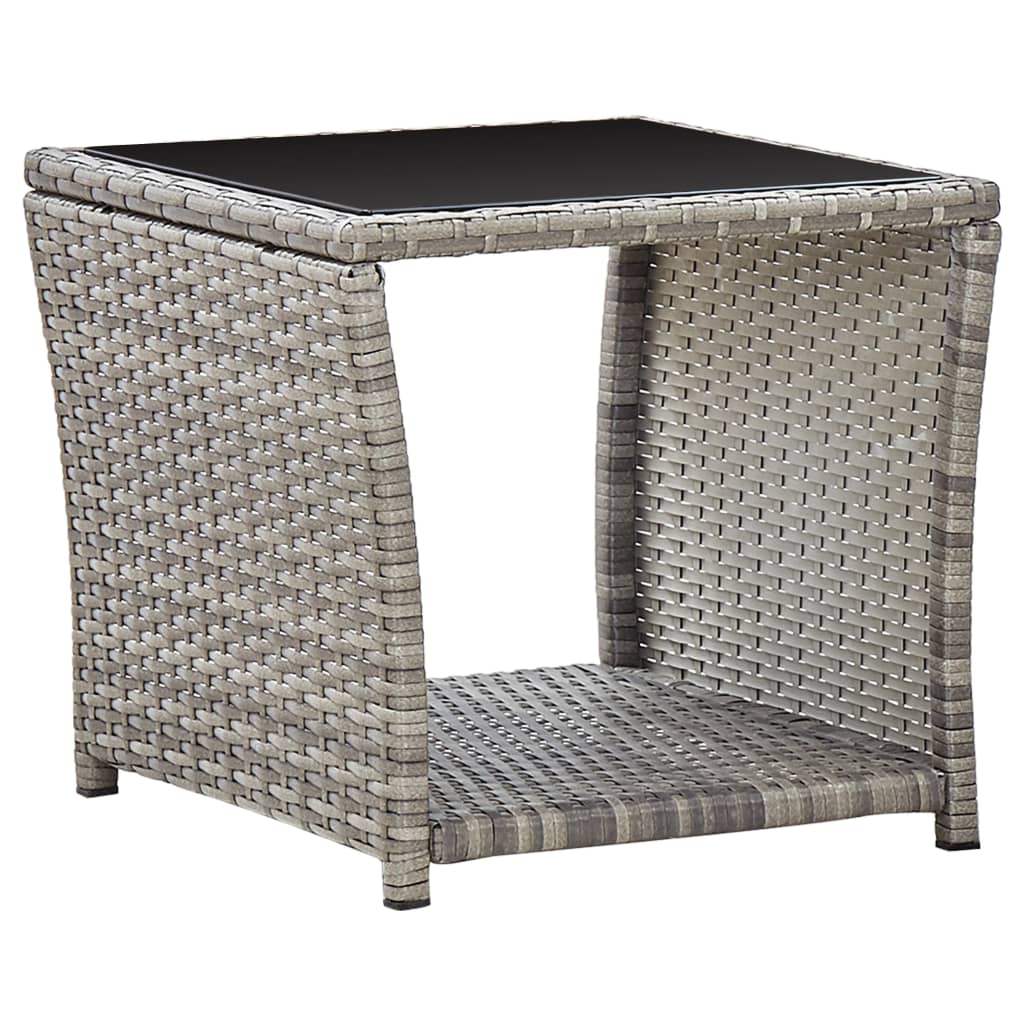 sofabord 45x45x40 cm polyrattan og glas grå