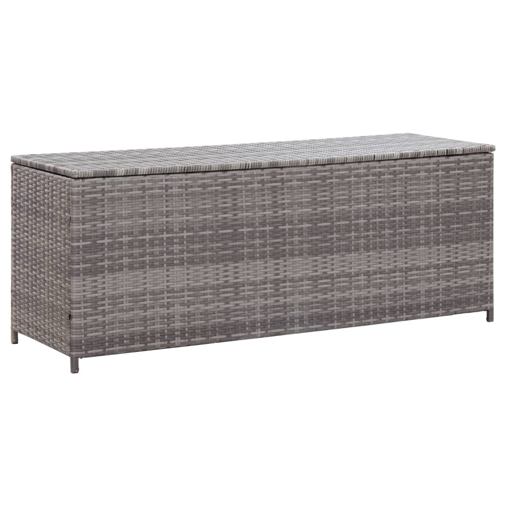 opbevaringskasse til haven 150x50x60 cm polyrattan grå