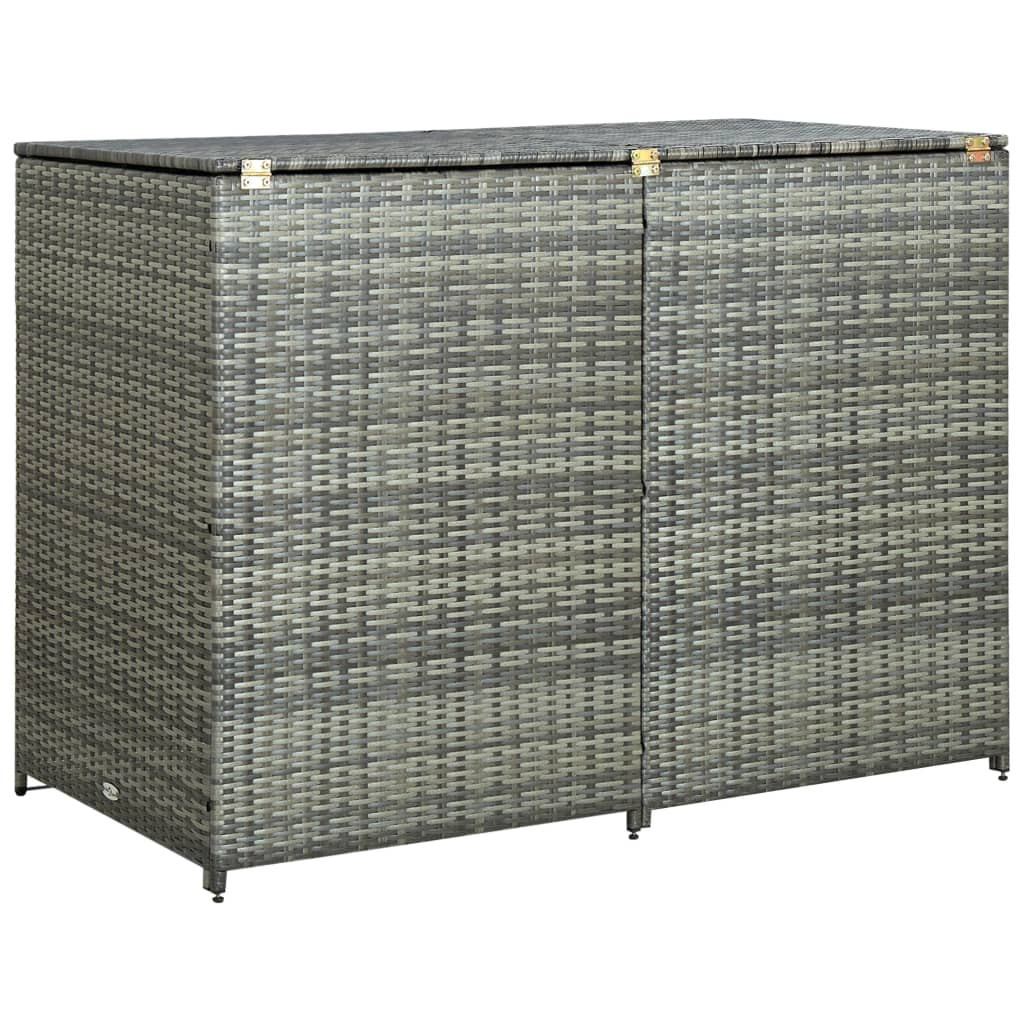 dobbelt skraldespandsskjuler 148x77x111 cm polyrattan grå