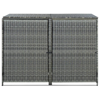 dobbelt skraldespandsskjuler 148x77x111 cm polyrattan grå