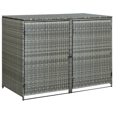 dobbelt skraldespandsskjuler 148x77x111 cm polyrattan grå