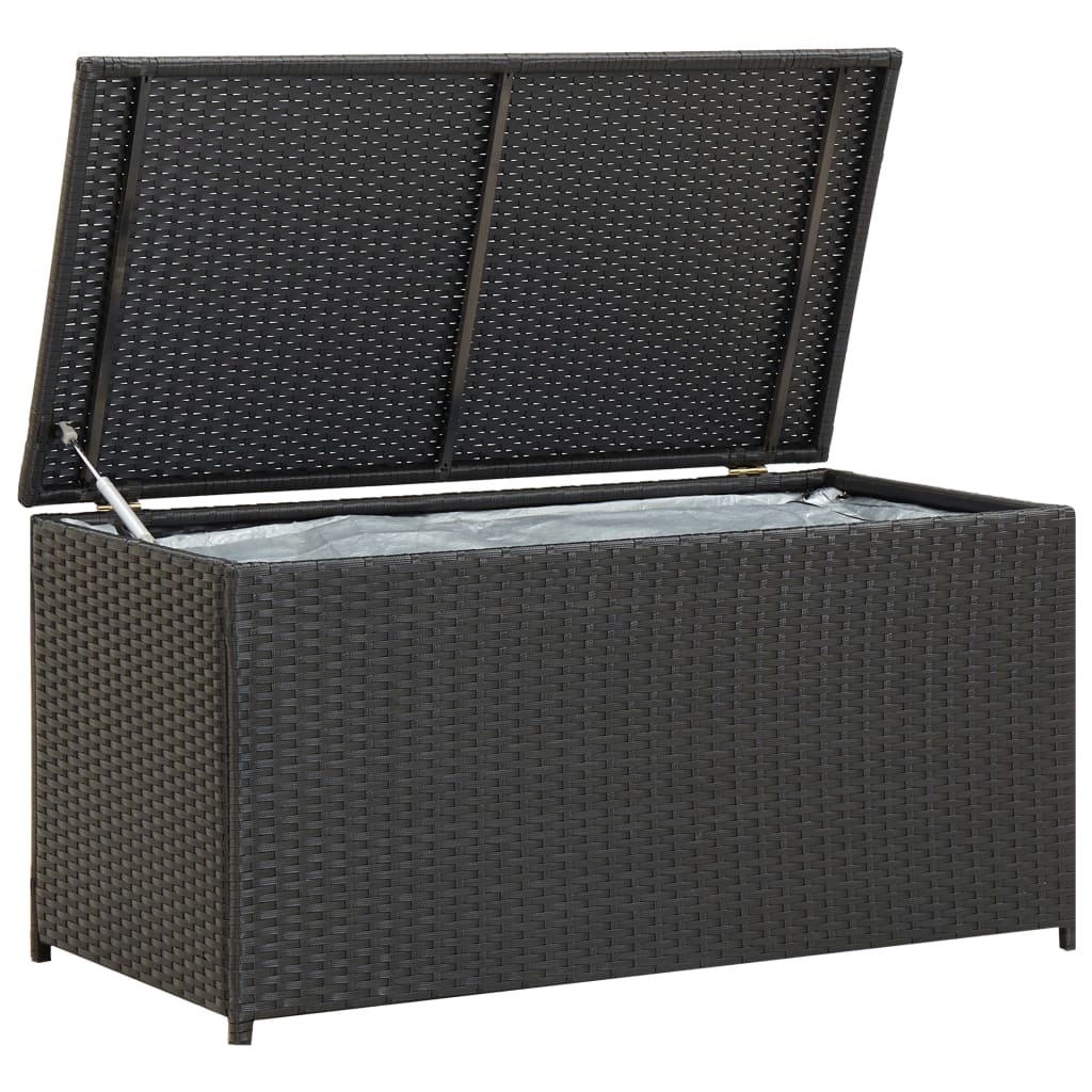 opbevaringskasse til haven 100x50x50 cm polyrattan sort