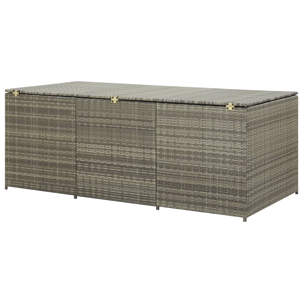 opbevaringskasse til haven 180x90x70 cm polyrattan grå