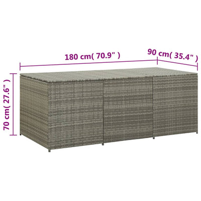 opbevaringskasse til haven 180x90x70 cm polyrattan grå