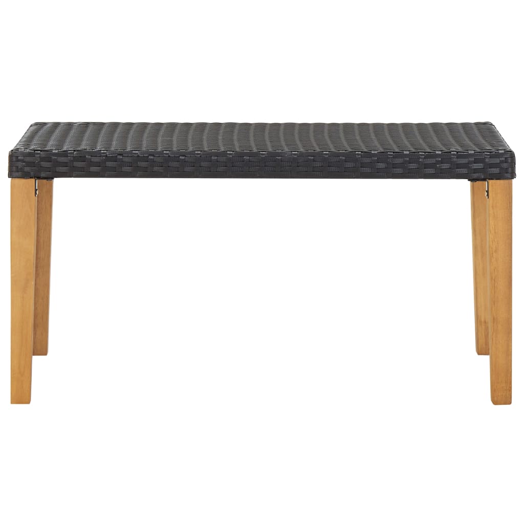 havebænk 120 cm polyrattan og massivt akacietræ sort