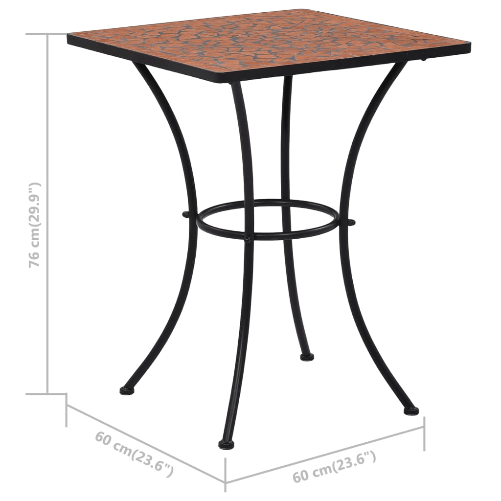 bistrobord med mosaikdesign 60 cm keramisk teracotta