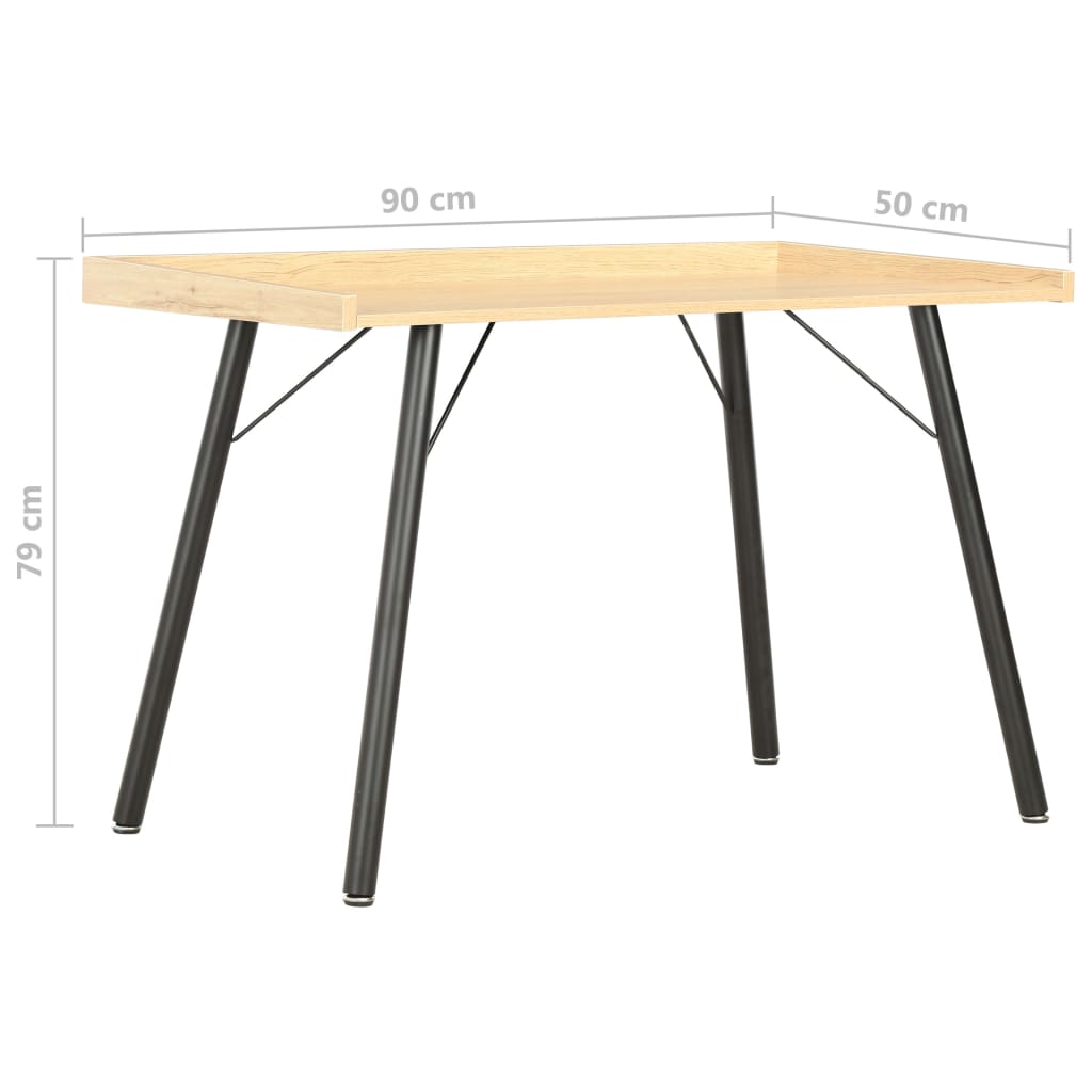 skrivebord 90x50x79 cm egetræsfarve