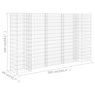 H-formet gabion-plantekasse 260x40x150 cm stål