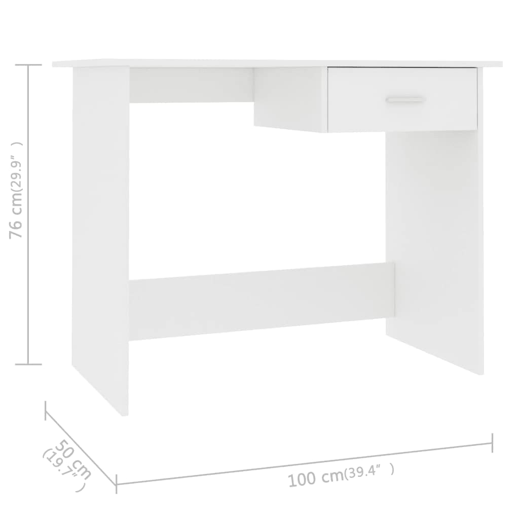 skrivebord 100x50x76 cm konstrueret træ hvid