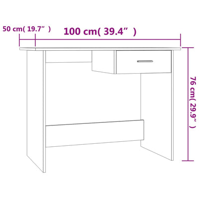 skrivebord 100x50x76 cm konstrueret træ betongrå