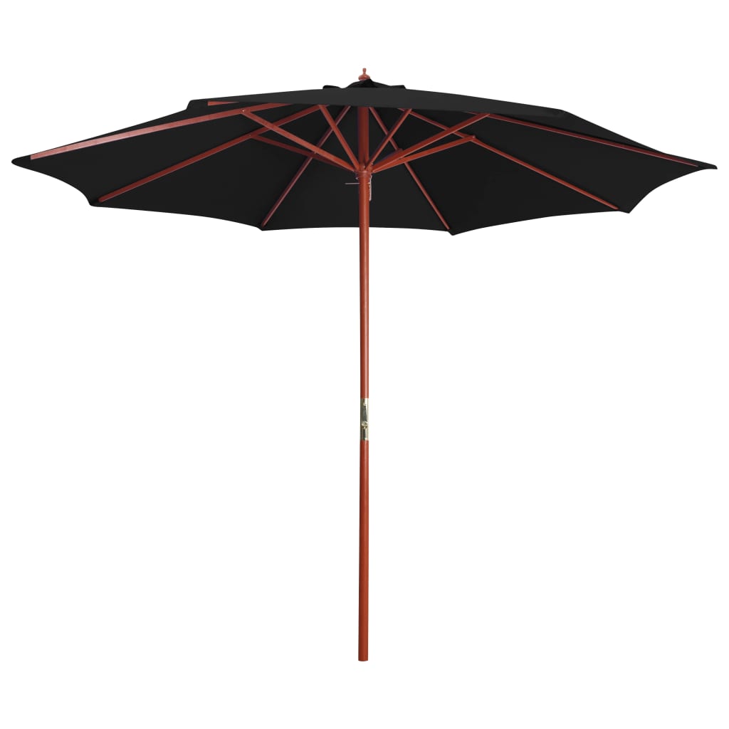 parasol 300x258 cm træstang sort