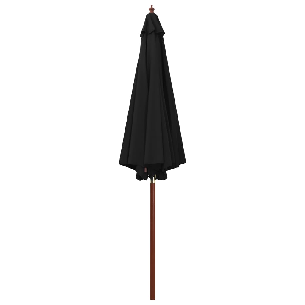 parasol 300x258 cm træstang sort