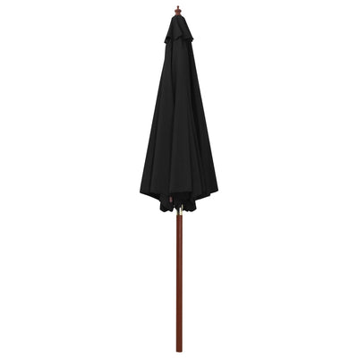 parasol 300x258 cm træstang sort