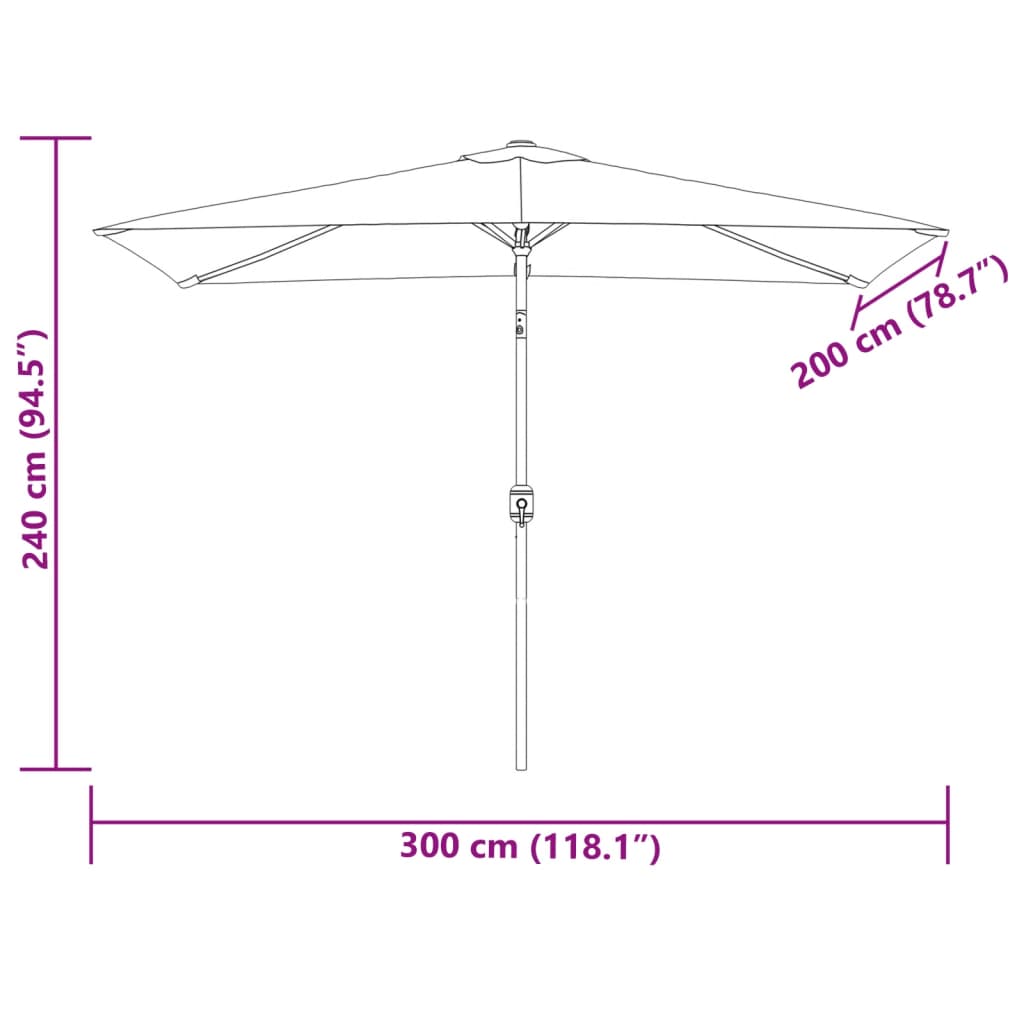 parasol 300x200 cm metalstang sort