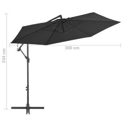 hængeparasol 300 cm aluminiumstang sort