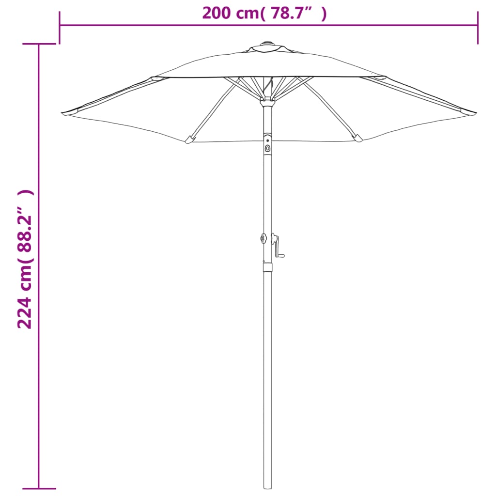 parasol 200 x 224 cm aluminium sandfarvet