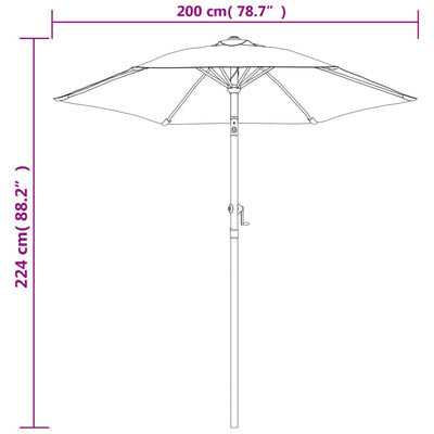 parasol 200 x 224 cm aluminium sandfarvet