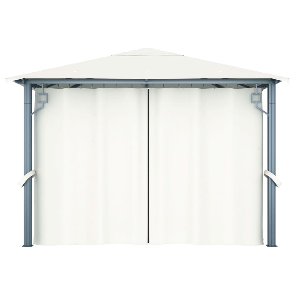 havepavillon med gardin 300x300 cm aluminium cremefarvet