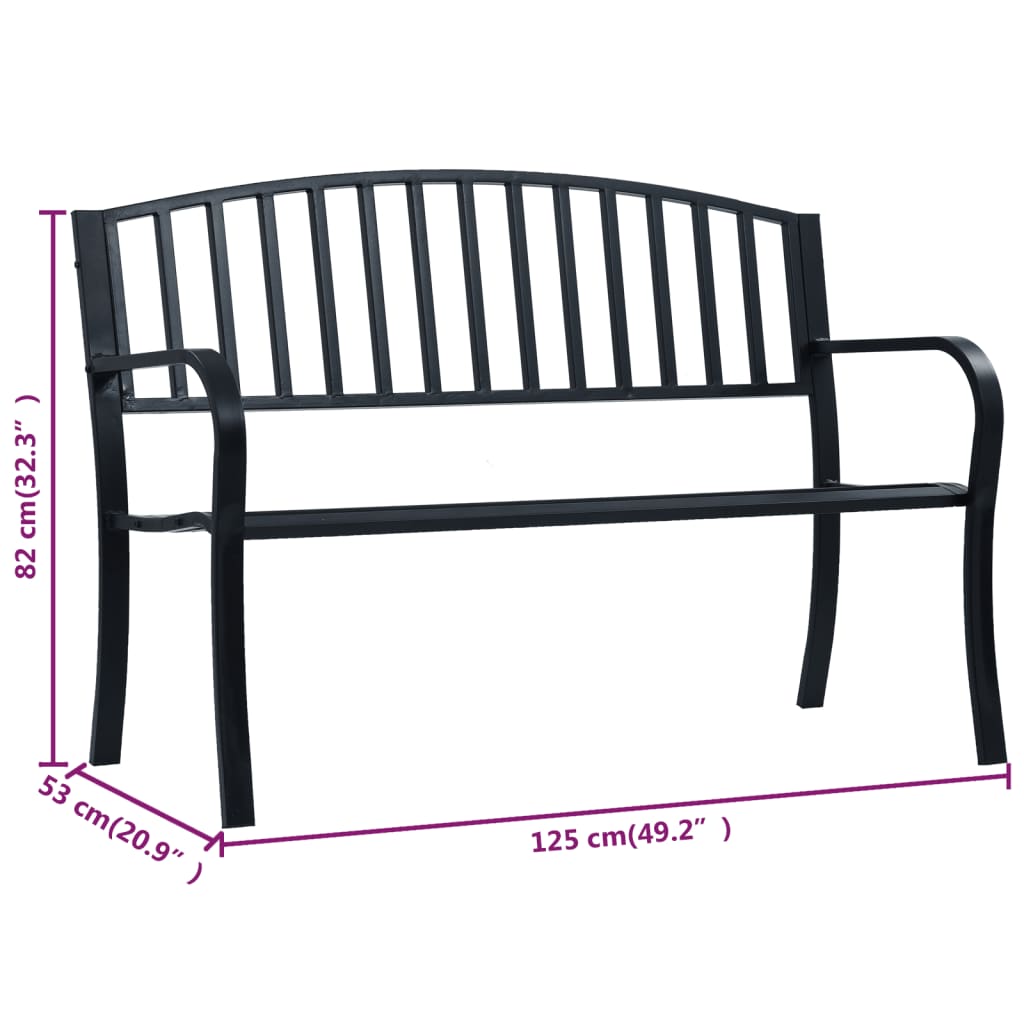 havebænk 125 cm stål sort