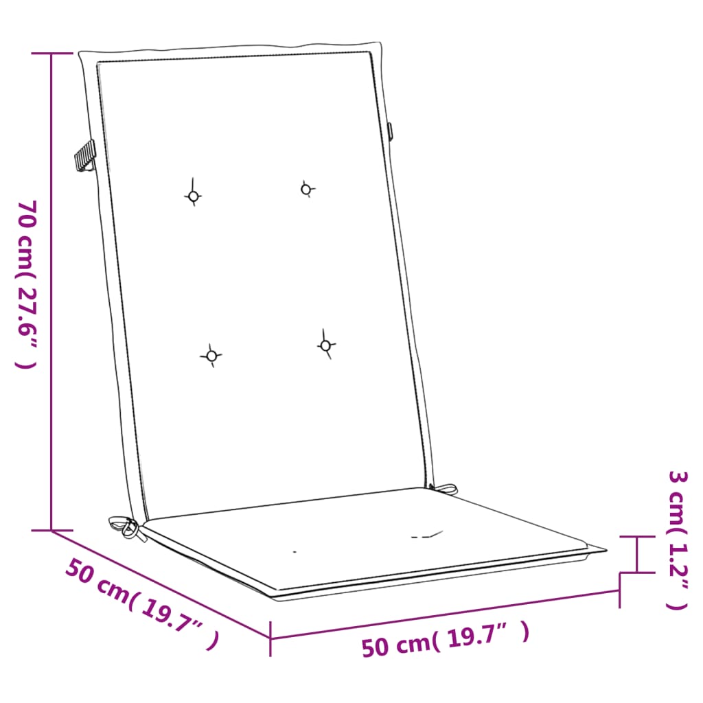 stolehynder m. høj ryg 2 stk. 120x50x3 cm stof sort