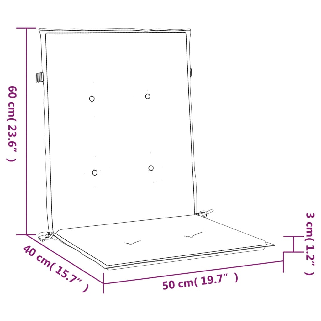 stolehynde m. lav ryg 2 stk. 100x50x3 cm oxfordstof cremefarvet