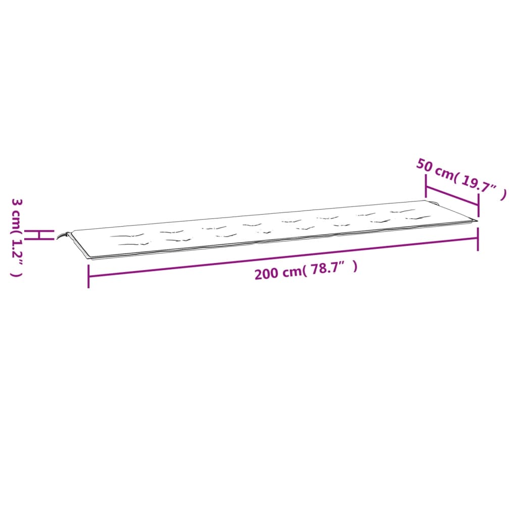 hynde til havebænk 200x50x3 cm oxfordstof grå