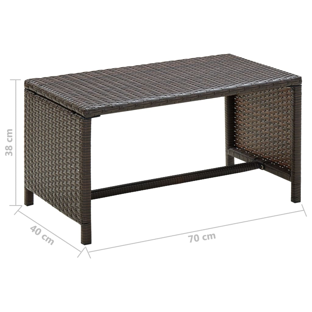 sofabord 70x40x38 cm polyrattan brun