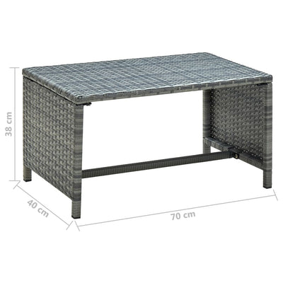 sofabord 70x40x38 cm polyrattan antracitgrå