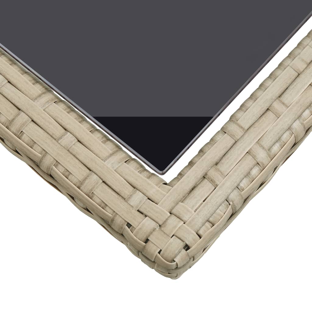 havebord 110x53x72 cm beige glas og polyrattan