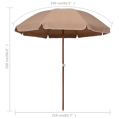 parasol med stålstang 240 cm gråbrun