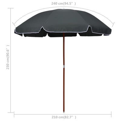 parasol med stålstang 240 cm antracitgrå