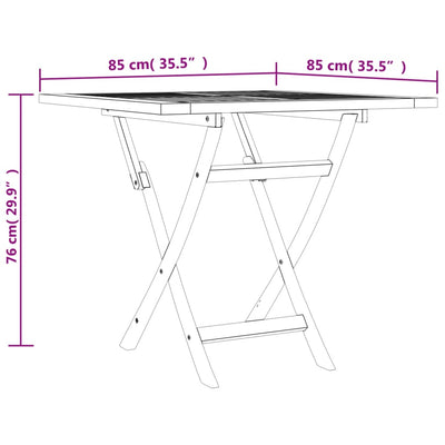 foldbart havebord 85x85x76 cm massivt teaktræ