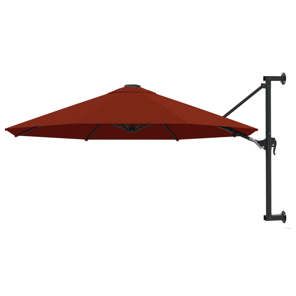 væghængt parasol med metalstang 300 cm terracotta