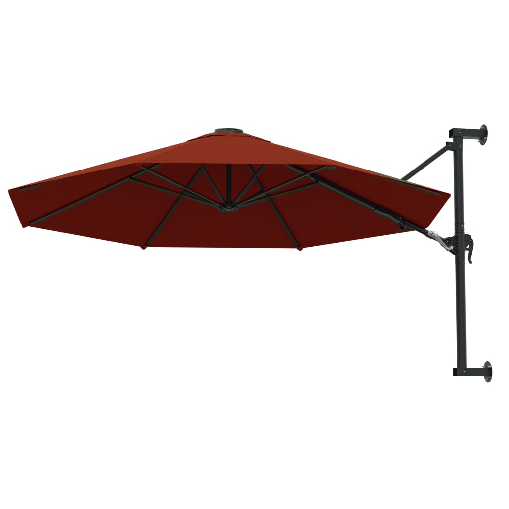 væghængt parasol med metalstang 300 cm terracotta