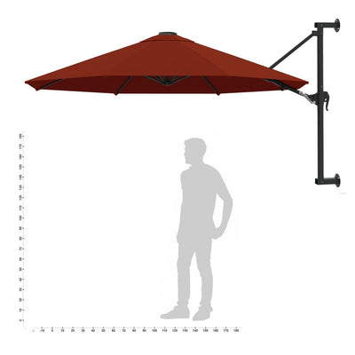 væghængt parasol med metalstang 300 cm terracotta