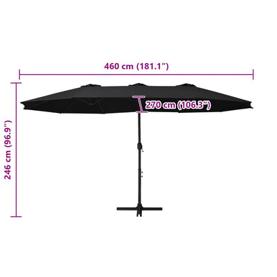 parasol med aluminiumsstang 460x270 cm sort