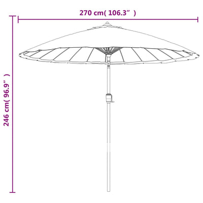 parasol med aluminiumstang 270 cm antracitgrå