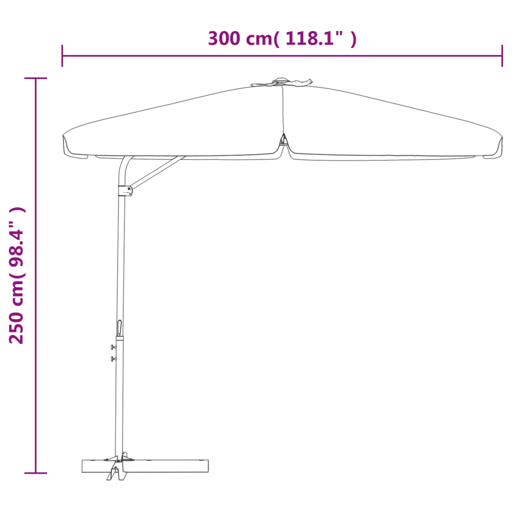 parasol med stålstang 300 cm gråbrun