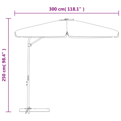 parasol med stålstang 300 cm gråbrun