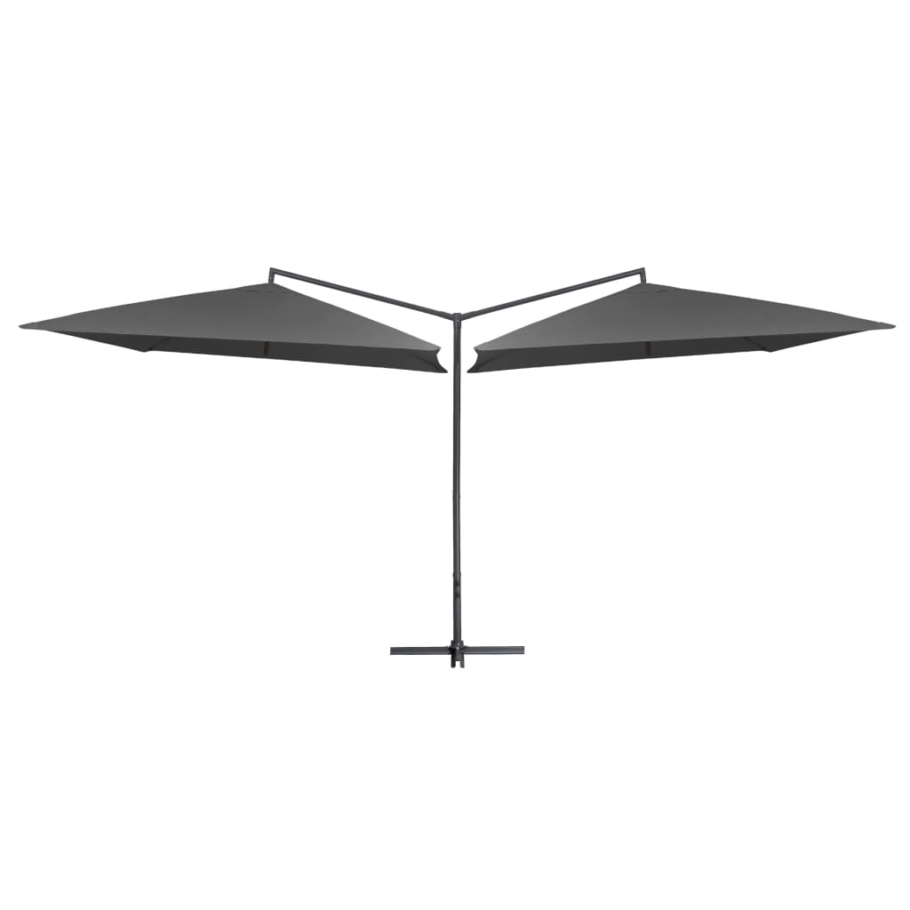 dobbelt parasol med stålstang 250x250 cm antracitgrå