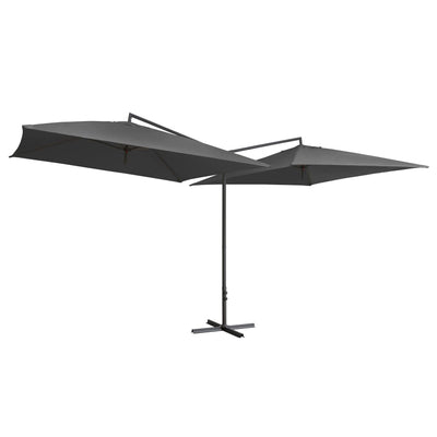 dobbelt parasol med stålstang 250x250 cm antracitgrå